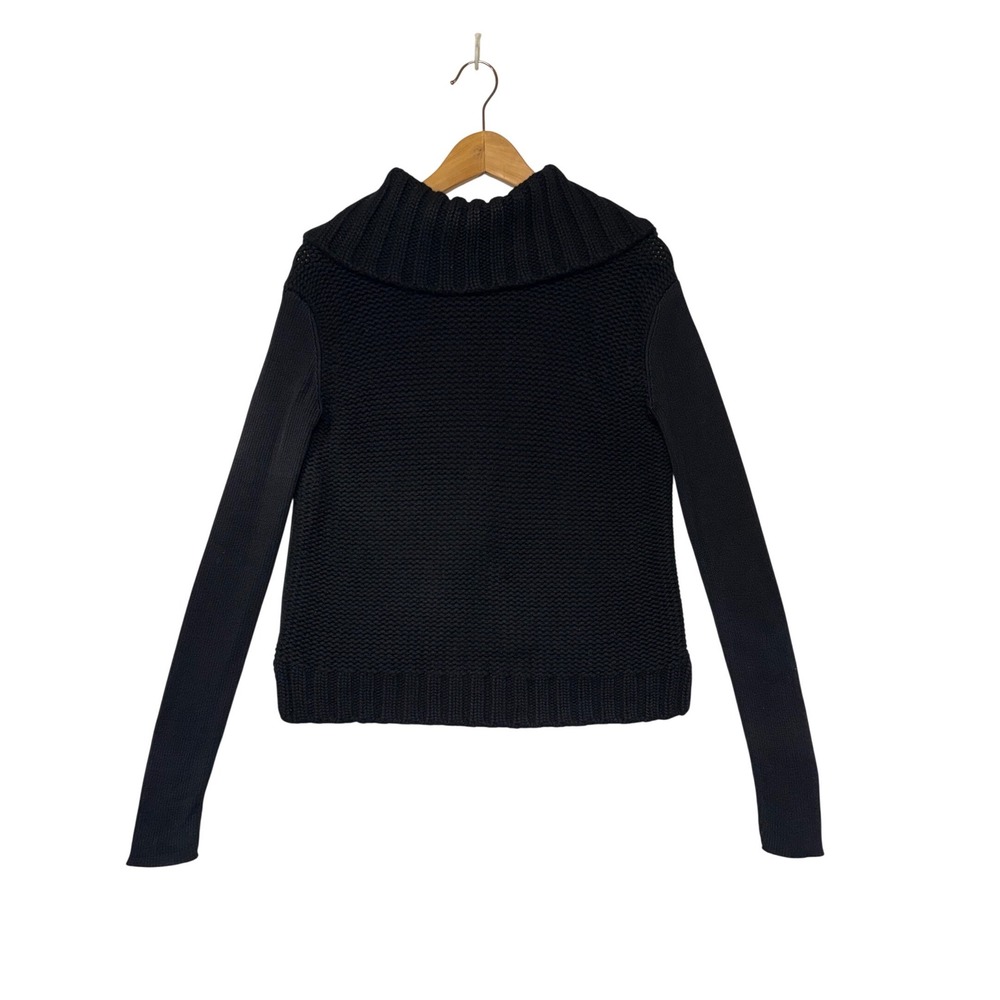 Proenza Schouler Black Silk Wool Cashmere Button Back Portrait Collar Cardigan S